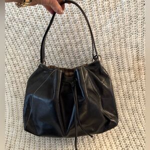 Kate Spade black leather bucket bag